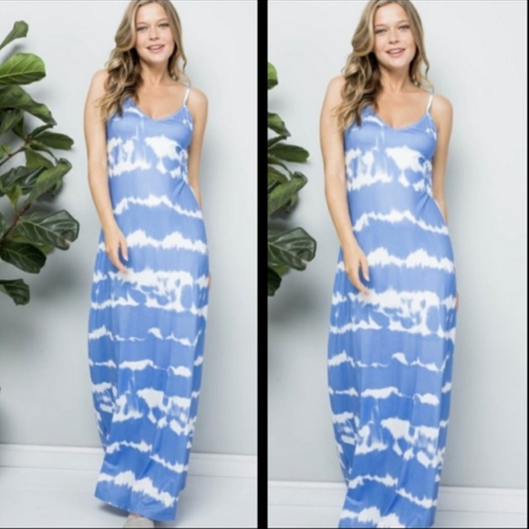 NWT Adele B. Tye-Dye Maxi Dress, SIZE M w/ Adjustable Straps - Picture 1 of 16